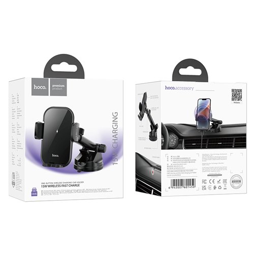 Hoco Car Holder with Wireless Fast Charging HW5 - Black