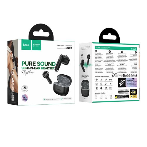 Hoco True BT Wireless Headset with Charging Case EQ28 - Midnight Black